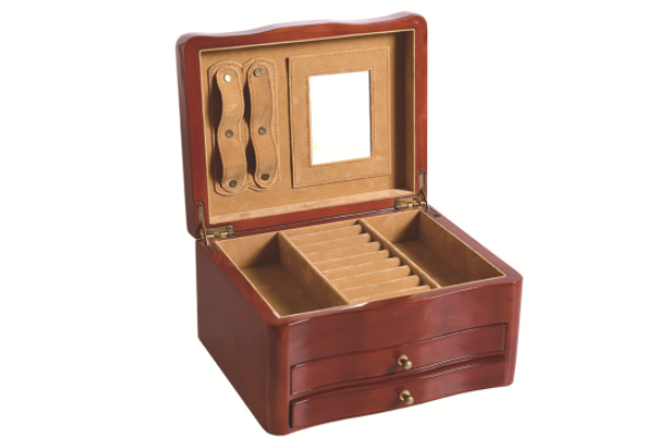 阿里定制款高档木盒 亮光喷漆双层珠宝盒 珍藏首饰盒